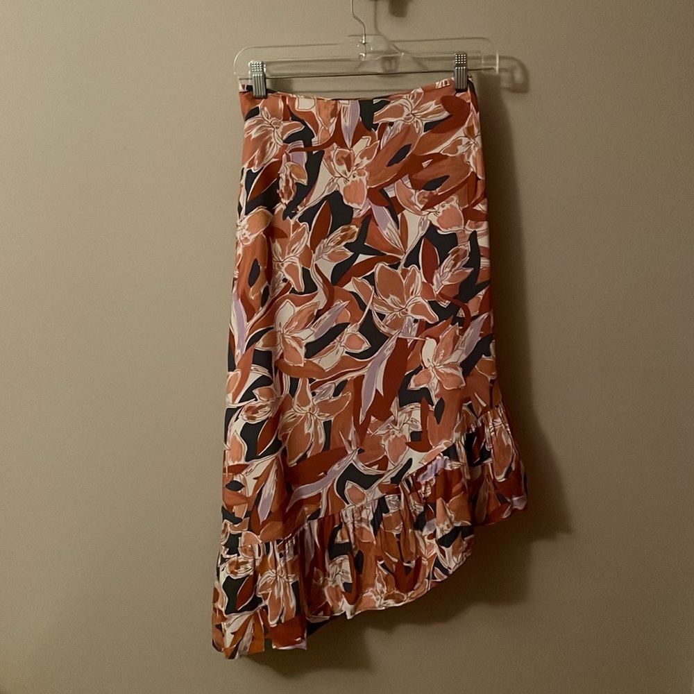 NWT Nine West XL Midi Asymmetrical Floral Patterned Skirt
